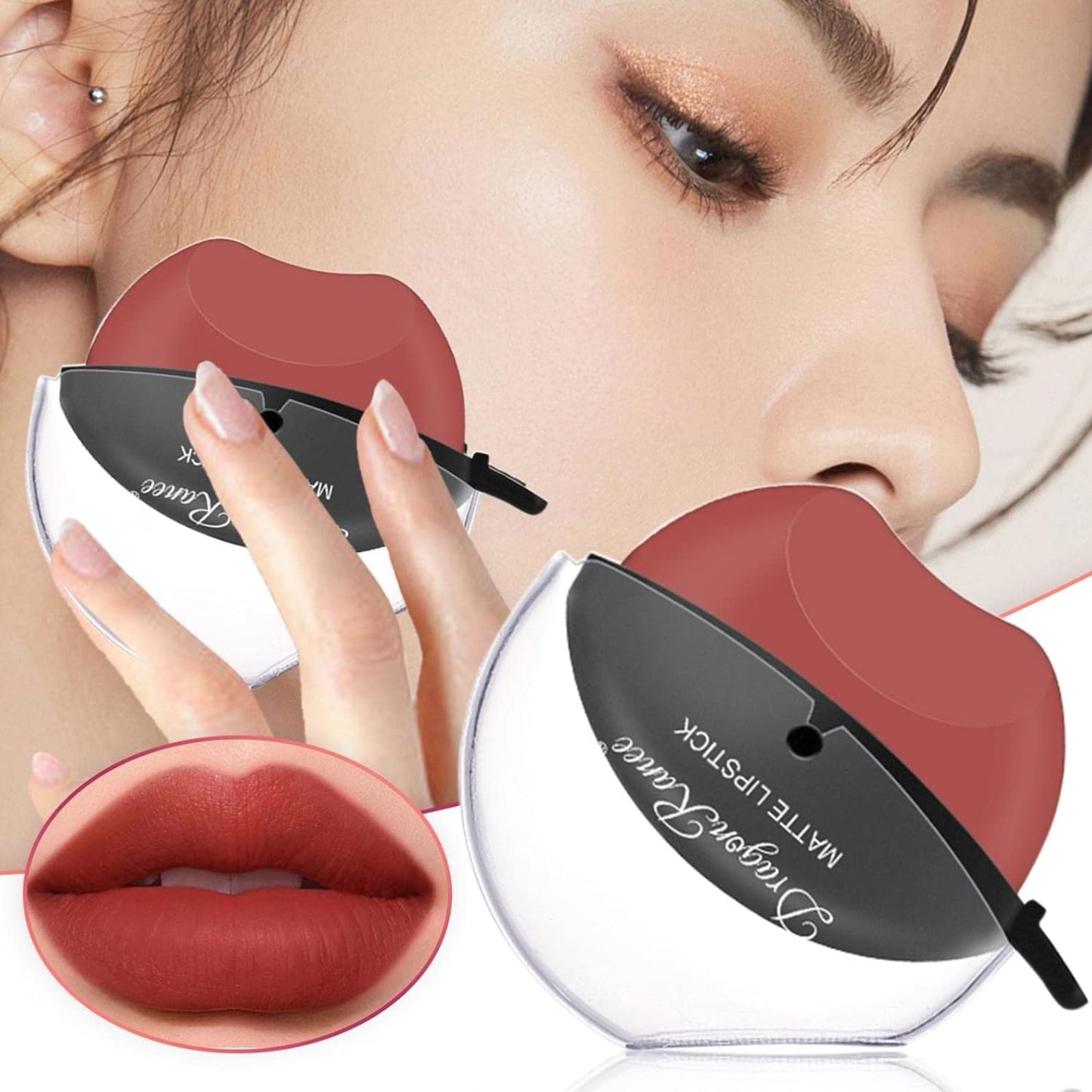 Matte Velvet Lip Shape Lip Gloss Long Lasting High-Pigment Non-Stick Cup Lazy People Lipstick Lip Makeup Gift
