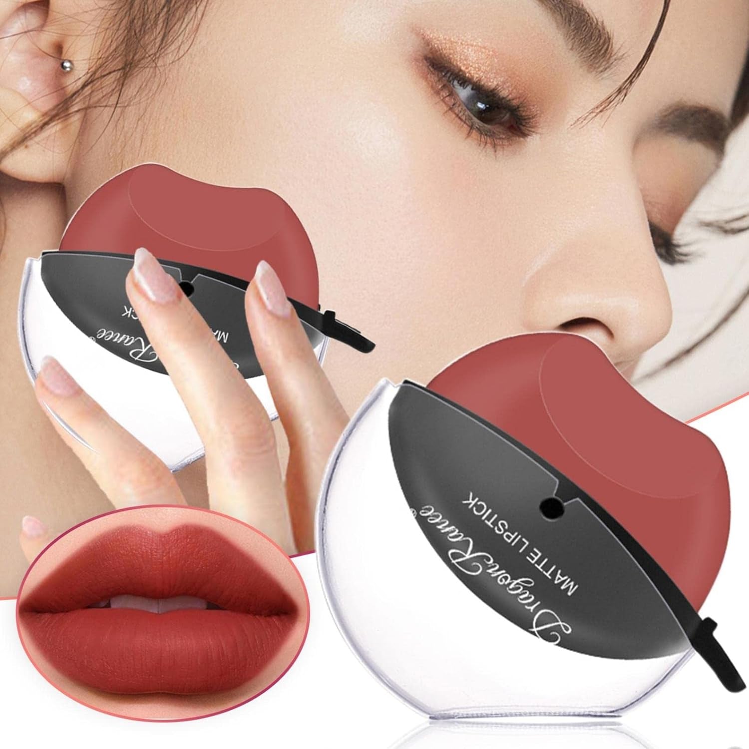 Matte Velvet Lip Shape Lip Gloss Long Lasting High-Pigment Non-Stick Cup Lazy People Lipstick Lip Makeup Gift